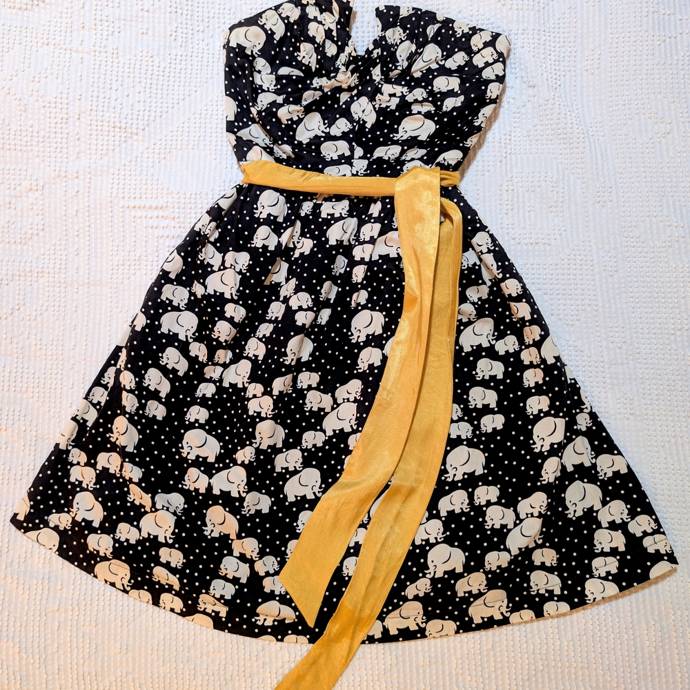 Anthropologie Porridge Cotton Elephant Print Dress